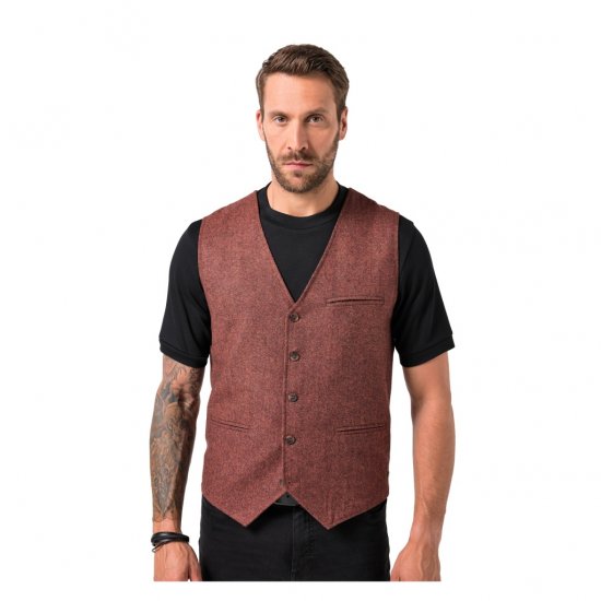 JP1880 Tweed Waistcoat Wool Brick Red - Veste - Veste i store størrelser