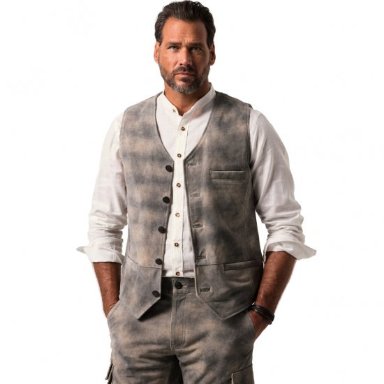 JP1880 Vest Traditional Cowhide Graphite Grey - Tøj i store størrelser - Tøj i store størrelser til mænd