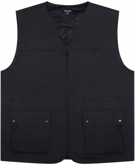 Espionage JT126 Multi Pocket Utility Gilet Black - Veste - Veste i store størrelser