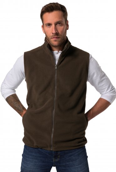 JP1880 Fleece Vest Stand-up Collar Brown - Jakker - Jakker i store størrelser, 2XL- 12XL