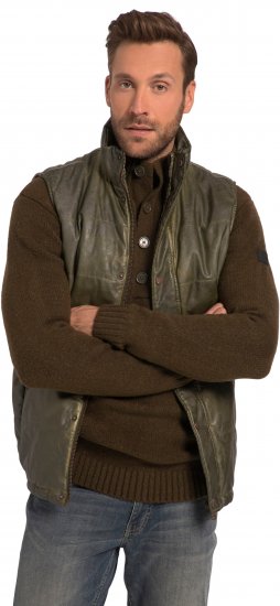 JP1880 Quilted Gilet Vintage Leather Green - Jakker - Jakker i store størrelser, 2XL- 12XL
