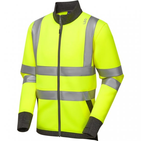Leo Arganite Ecoviz Zipped Sweatshirt Hi-Vis Yellow - Arbejdstøj - Arbejdstøj i store størrelser