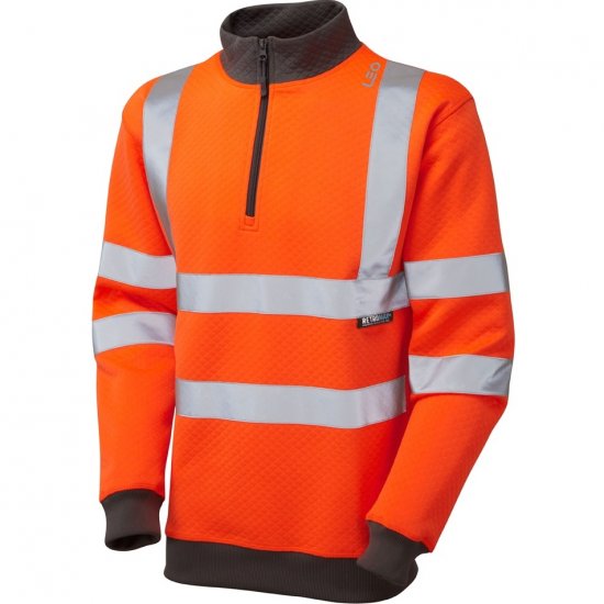 Leo Brynsworthy Ecoviz 1/4 Zip Sweatshirt Hi-Vis Orange - Arbejdstøj - Arbejdstøj i store størrelser