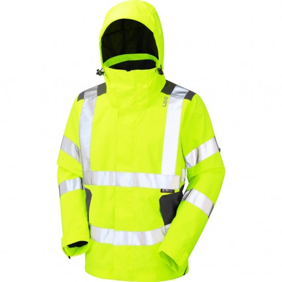 Leo Exmoor Ecoviz 10K Performance+ Breathable Jacket Hi-Vis Yellow - Arbejdstøj - Arbejdstøj i store størrelser