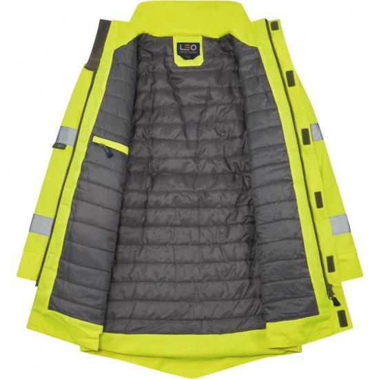 Leo Tawstock EcoViz 4K Baffle Lined Anorak Hi-Vis Yellow - Arbejdstøj - Arbejdstøj i store størrelser