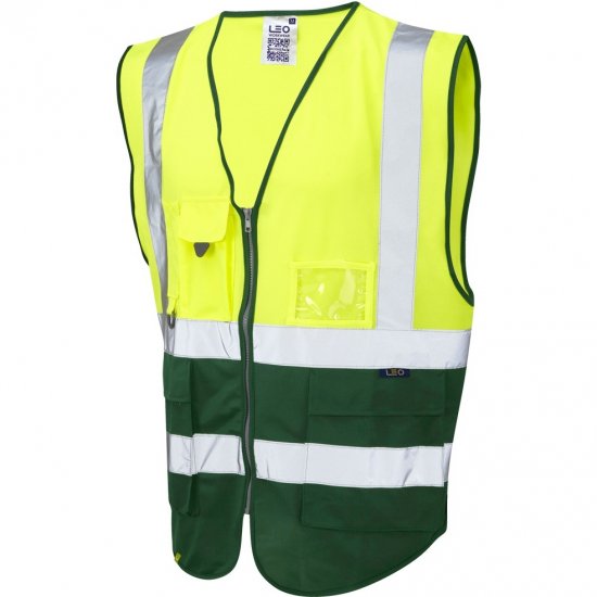 Leo Lynton Ecoviz Superior Waistcoat Hi-Vis Yellow/Green - Arbejdstøj - Arbejdstøj i store størrelser