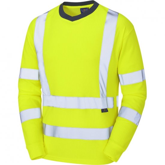 Leo Riverton Ecoviz Comfort Sleeved T-Shirt Hi-Vis Yellow - Arbejdstøj - Arbejdstøj i store størrelser