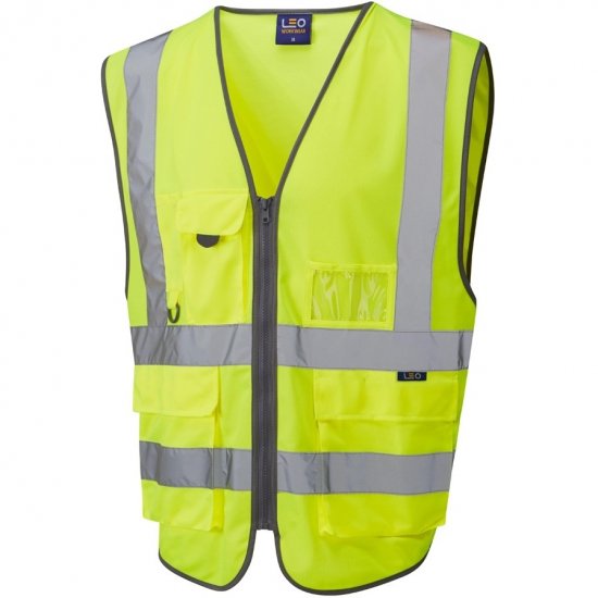 Leo Barnstaple Ecoviz Superior Anti-Entanglement Waistcoat Hi-Vis Yellow - Arbejdstøj - Arbejdstøj i store størrelser
