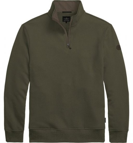 Double Outfitters MTOP-1163 Sweatshirt med halv lynlås Khaki - Trøjer og hættetrøjer - Trøjer og Hættetrøjer i store størrelser - 2XL-14XL