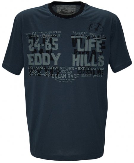 EDDY HILLS Life T-shirt Navy - T-shirts - T-shirts i store størrelser - 2XL-14XL