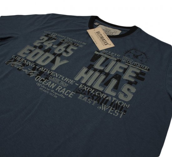 EDDY HILLS Life T-shirt Navy - T-shirts - T-shirts i store størrelser - 2XL-14XL