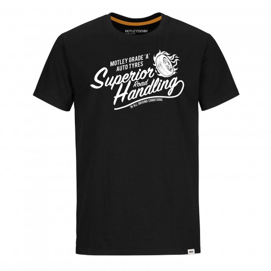 Motley Denim Nottingham T-Shirt White on Black - T-shirts - T-shirts i store størrelser - 2XL-14XL