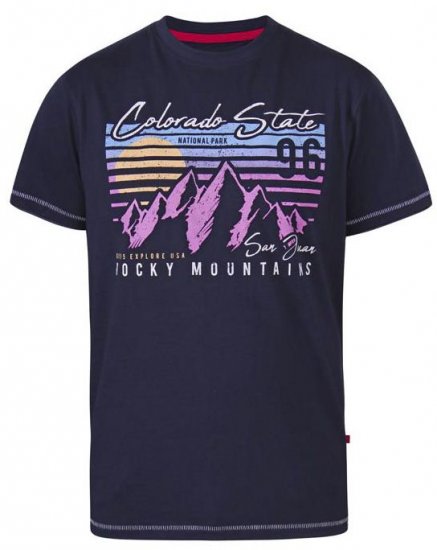 D555 Orkney Rocky Mountains Crew Neck T-Shirt Navy - T-shirts - T-shirts i store størrelser - 2XL-14XL