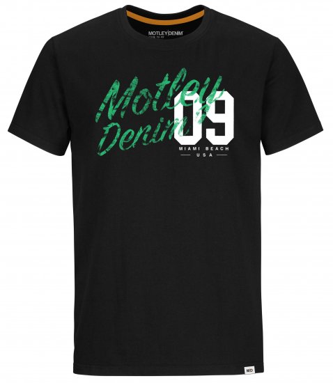 Motley Denim Oxford T-Shirt Green on Black - T-shirts - T-shirts i store størrelser - 2XL-14XL