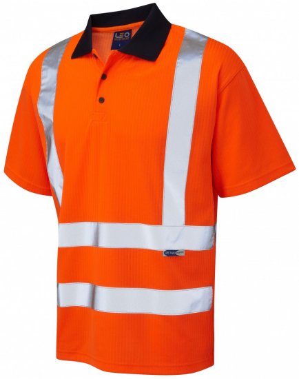 Leo Croyde Comfort Polo Shirt Hi-Vis Orange - Arbejdstøj - Arbejdstøj i store størrelser