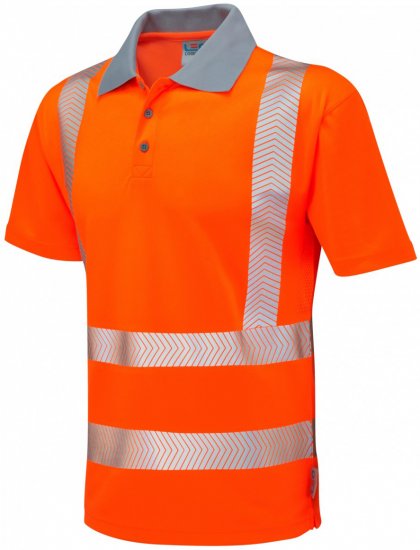 Leo Woolacombe Coolviz Plus Polo Hi-Vis Orange - Arbejdstøj - Arbejdstøj i store størrelser