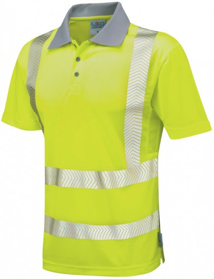 Leo Woolacombe Coolviz Plus Polo Hi-Vis Yellow - Arbejdstøj - Arbejdstøj i store størrelser