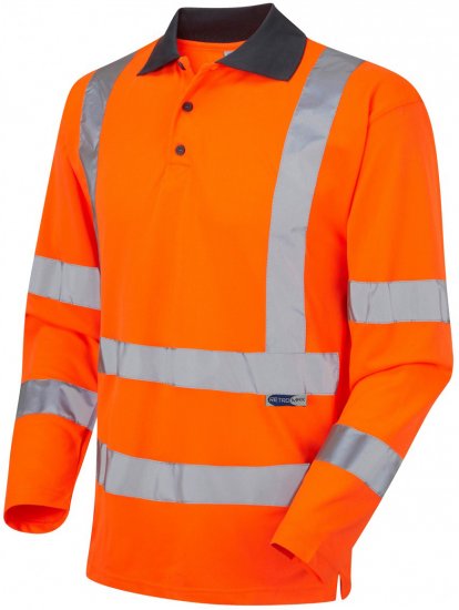 Leo Woolsery Coolviz L/S Polo Shirt Hi-Vis Orange - Arbejdstøj - Arbejdstøj i store størrelser