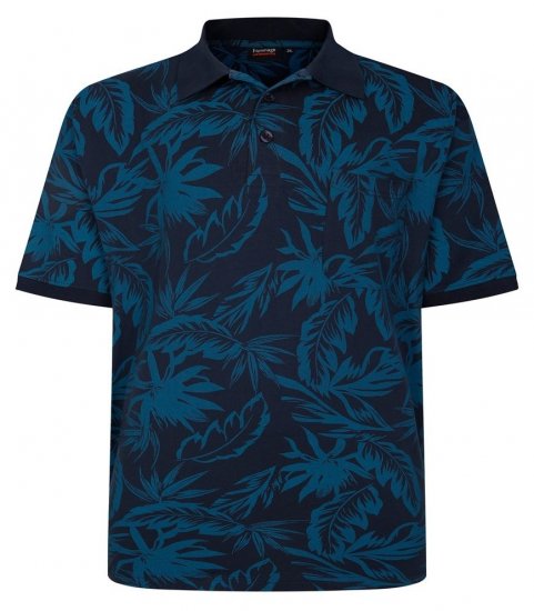Espionage P222 Polo med bladprint mørkeblå/teal - Polotrøjer - Polotrøjer 2XL-8XL
