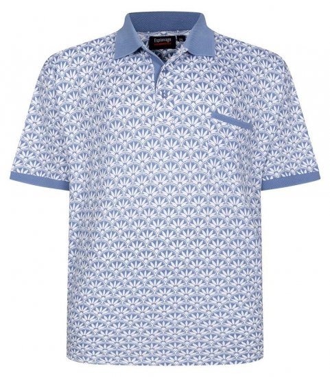 Espionage P231 Polo med geometrisk print blå/hvid - Polotrøjer - Polotrøjer 2XL-8XL