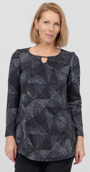Scandinavian Caramel Triangles Tunic Dark Blue - Trykte T-shirts til kvinder - 