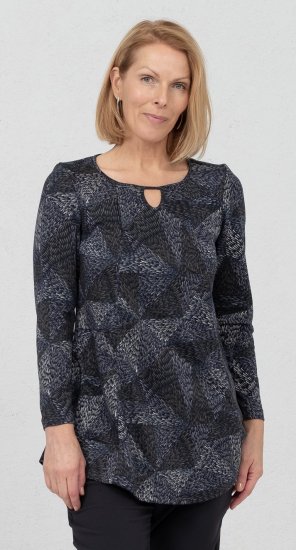 Scandinavian Caramel Triangles Tunic Dark Blue - Trykte T-shirts til kvinder - 