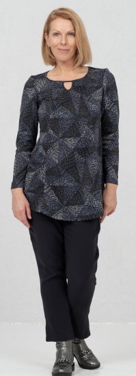 Scandinavian Caramel Triangles Tunic Dark Blue - Trykte T-shirts til kvinder - 