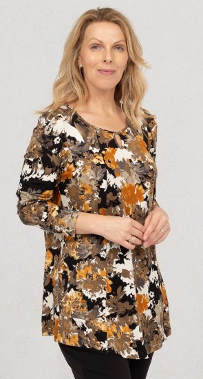 Scandinavian Caramel Flower Petals Tunic Orange and Brown - Trykte T-shirts til kvinder - 