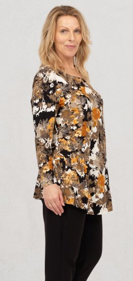 Scandinavian Caramel Flower Petals Tunic Orange and Brown - Trykte T-shirts til kvinder - 