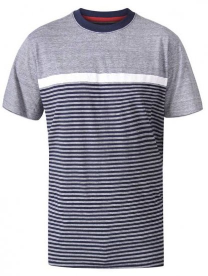 D555 Perkins Crew Neck Cut And Sew Jacquard T-Shirt Navy - T-shirts - T-shirts i store størrelser - 2XL-14XL