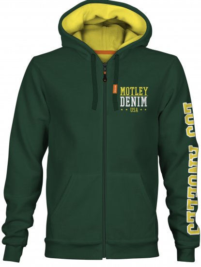 Motley Denim Pisa Hoodie Racing Green - Trøjer og hættetrøjer - Trøjer og Hættetrøjer i store størrelser - 2XL-14XL
