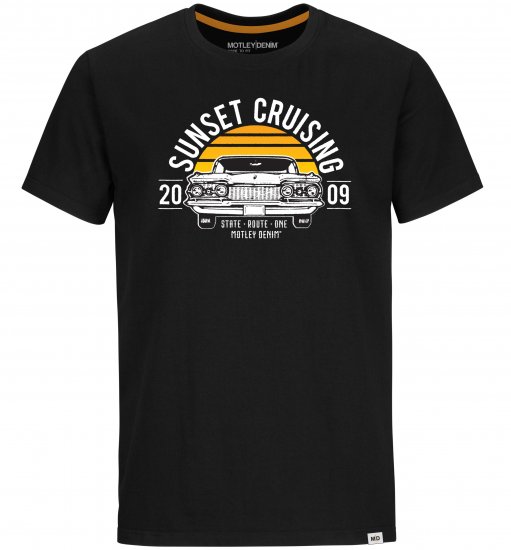 Motley Denim Plymouth T-shirt Black - T-shirts - T-shirts i store størrelser - 2XL-14XL