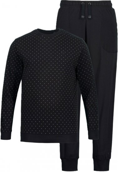 JP1880 Two-piece Pajama Belly Fit Long Sleeve Long Pants Black TALL - HERRETØJ MT-6XLT - Tøj til høje mænd