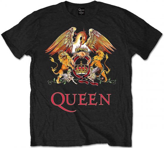 Queen Classic Crest T-shirt Black - T-shirts - T-shirts i store størrelser - 2XL-14XL