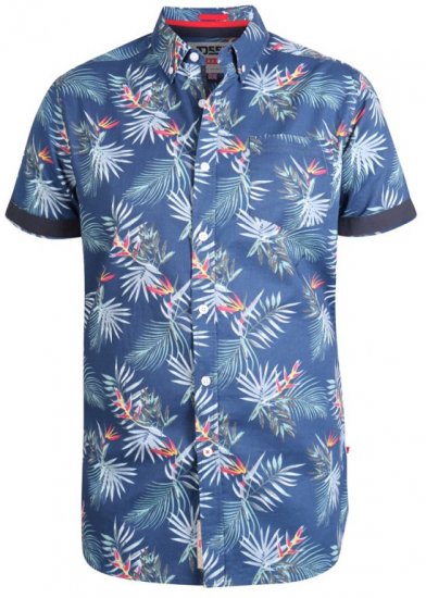 D555 Reuben Hawaii Shirt Navy - Skjorter - Skjorter til store mænd 2XL- 8XL