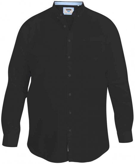 D555 Richard Long Sleeve Oxford Shirt Black - Skjorter - Skjorter til store mænd 2XL- 8XL