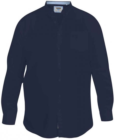 D555 Richard Long Sleeve Oxford Shirt Navy - Skjorter - Skjorter til store mænd 2XL- 8XL