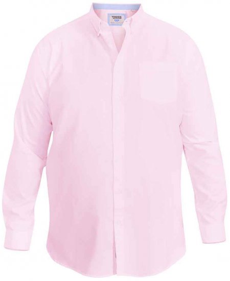 D555 Richard Long Sleeve Oxford Shirt Pink - Skjorter - Skjorter til store mænd 2XL- 8XL