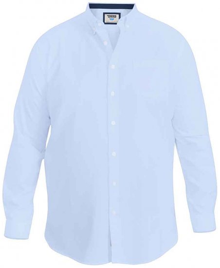 D555 Richard Long Sleeve Oxford Shirt Sky Blue - Skjorter - Skjorter til store mænd 2XL- 8XL