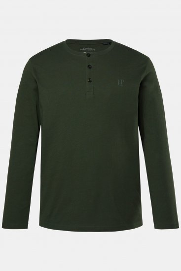 JP1880 Henley Shirt Long Sleeve Dark Green - T-shirts - T-shirts i store størrelser - 2XL-14XL