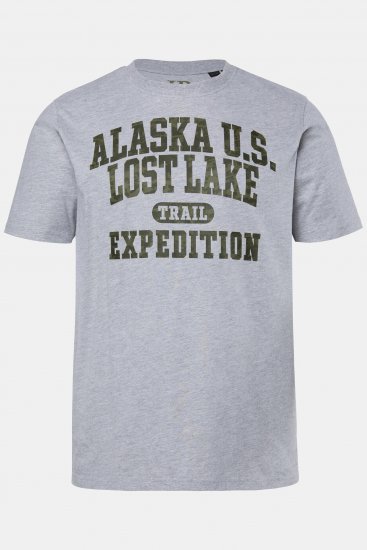 JP1880 T-shirt Short Sleeve Chest Print Grey Melange - T-shirts - T-shirts i store størrelser - 2XL-14XL