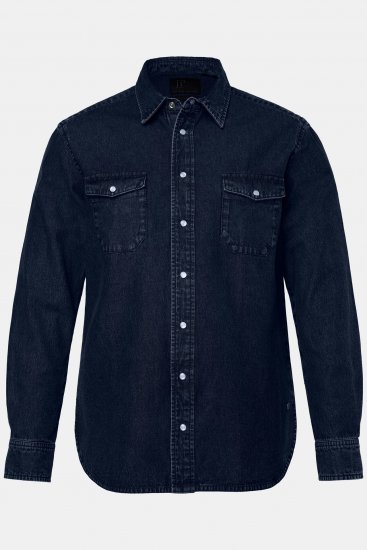 JP1880 Denim Shirt Flexnamic Long Sleeve Navy - Skjorter - Skjorter til store mænd 2XL- 8XL