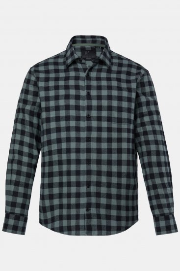 JP1880 Checked Flannel Shirt Long Sleeve Eucalyptus Green - Skjorter - Skjorter til store mænd 2XL- 8XL