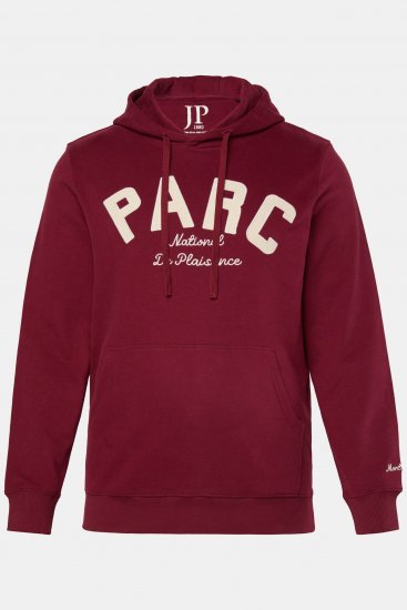 JP1880 Hoodie with Embroidery Aubergine Tall - TALL-størrelser - Tøj til høje mænd