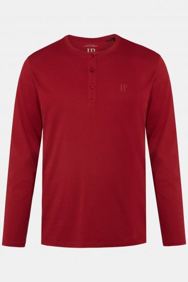 JP1880 Henley T-shirt Long Sleeve Red - T-shirts - T-shirts i store størrelser - 2XL-14XL