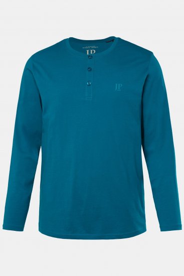 JP1880 Henley T-shirt Long Sleeve Blue - T-shirts - T-shirts i store størrelser - 2XL-14XL