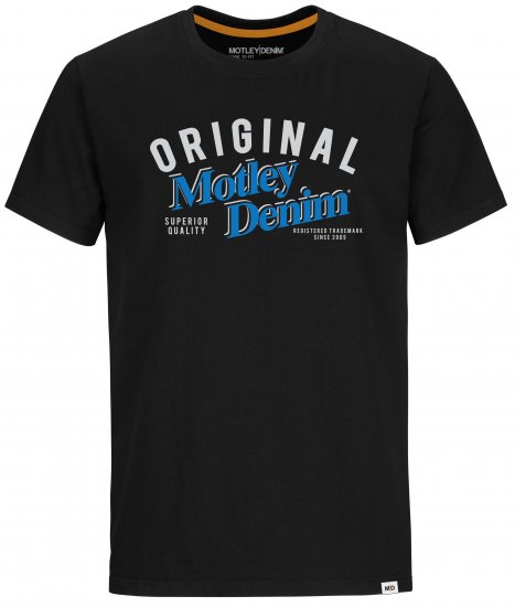 Motley Denim Salford T-shirt Blue on Black - T-shirts - T-shirts i store størrelser - 2XL-14XL
