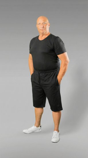 20 Nodi Scirocco Short Leg Sports Pants in Combed Cotton Jersey Black - Joggingbukser og shorts - Sweatpants og Sweatshorts 2XL-12XL