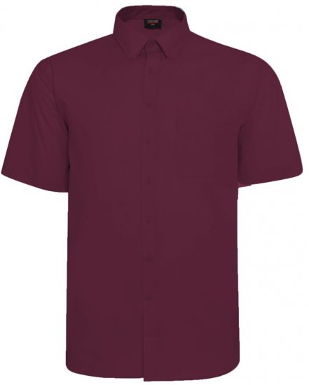 Espionage SH149 vinrød kortærmet skjorte - Skjorter - Skjorter til store mænd 2XL- 8XL