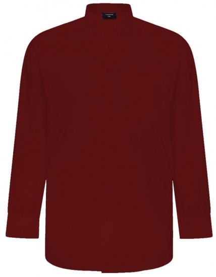 Espionage SH150 vinrød langærmet skjorte - Skjorter - Skjorter til store mænd 2XL- 8XL